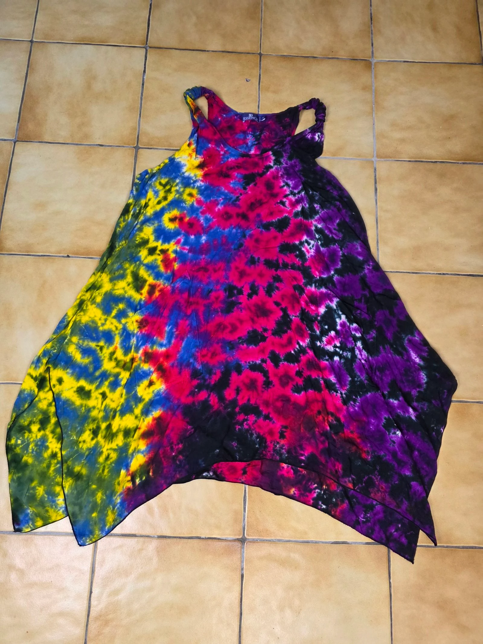 Boho fairy vintage Y2K tie-dye asymmetrical dress one size – photo 8